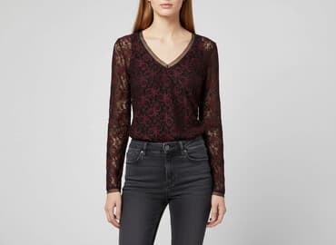 czarne bluzki z koronką plus size: Жіноча блуза, розмір S — 1