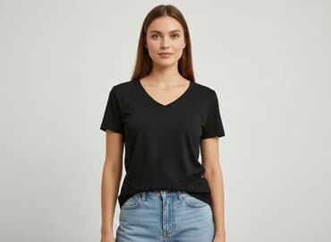 czarne t shirty basic: Amisu, T-shirt damski, rozmiar M — 1
