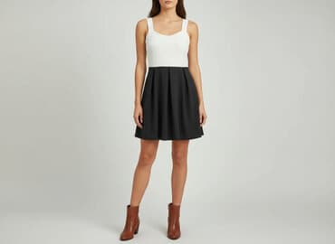 sukienka biała z czarnymi wstawkami: Sukienka damska, rozmiar M — 1