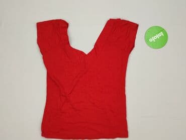 czerwona bluzki z dekoltem v: T-shirt damski, rozmiar One size — 4