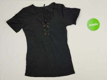 czarne t shirty damskie w serek: T-shirt damski, rozmiar S — 2