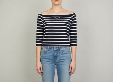 koszulka z długim rękawem w paski: T-shirt damski, rozmiar M — 7