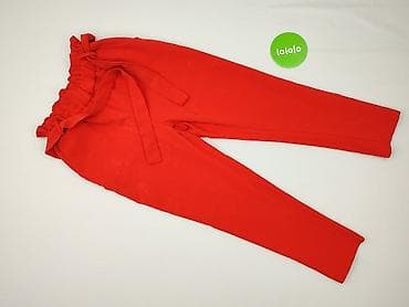 trampki nylon red: Czerwone damskie spodnie z wysokim stanem i paskiem do wiązania - — 2