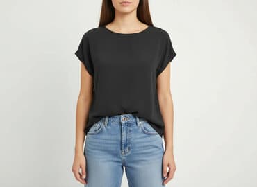 czarne bluzki rekaw 3 4: Bluzka damska, rozmiar S — 5