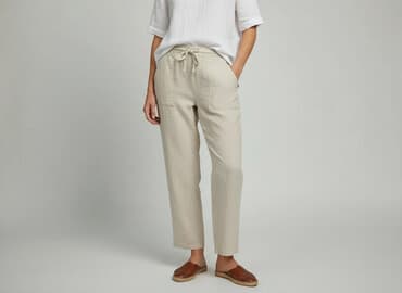 koszula nocna lniana: Spodnie materiałowe damskie, rozmiar M — 6