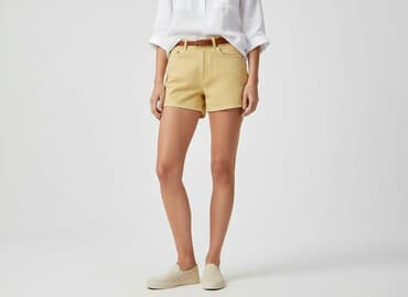 zara spodnie beżowe z wysokim stanem: Zara, Shorts for women, size M — 1