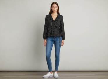 czarne bluzki w biale grochy: Gina Tricot, Bluzka damska, S — 7