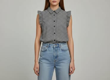 bluzka w kratę czarno biala: Bluzka damska, rozmiar 2XS — 1