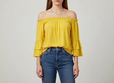 żółte bluzki z krótkim rękawem: Gate Woman, Bluzka damska, rozmiar S — 6