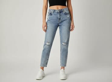 high waist mom fit jeans: Jeansy damskie, rozmiar S — 6