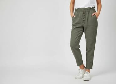 kurtka jeansowa khaki damska: Vintage Denim, Spodnie materiałowe damskie, rozmiar M — 7