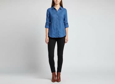 koszula damska z kolnierzem: Denim, Koszula damska, rozmiar L — 1