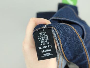 biale materialowe spodnie: Spodnie jeansowe, H&M, 12 lat, 146/152, stan - Bardzo dobry — 4