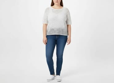 bluzka sweterkowa damska z krótkim rękawem: Sweter damski, rozmiar XL — 1