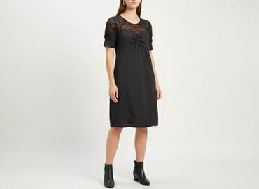 czarna sukienka z przezroczystymi rękawami: Women`s dress, size S — 1