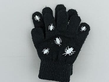czarne wzorzyste rajstopy: Gloves, One size, condition - Good — 1