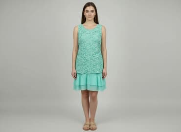 miętowa sukienka z koronki: Sukienka damska, rozmiar S — 6