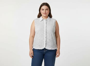 białe koronkowe bluzki ze stójką: Bluzka damska, rozmiar 5XL — 5