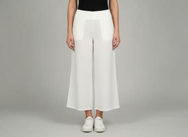 szerokie spodnie do kolan: Material trousers for women, size S — 1