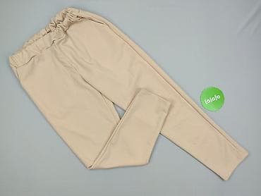 jeggings pull and bear: Beżowe spodnie damskie z gumką w pasie - Krój: zwężane nogawki, talia — 2