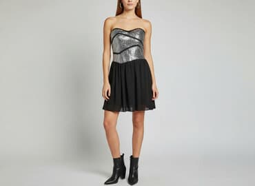 srebrne sukienki z cekinami: Sukienka damska, rozmiar S — 1