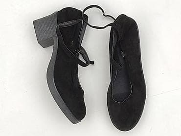 Czarne damskie czółenka na słupku z paskiem - Rozmiar: 41 (oznaczenie