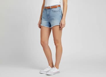 krótkie spodenki z wysokim stanem jeansowe: Divided, Szorty damskie, rozmiar S — 1