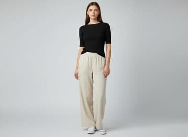 zara spodnie beżowe z wysokim stanem: H&M Divided, Material trousers for women, size S — 1