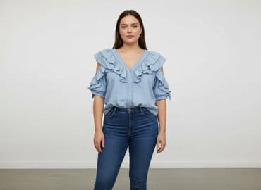 koszula niebieska hm: Koszula damska, rozmiar XL — 5