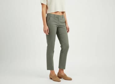 oliwkowe buty: Spodnie materiałowe damskie, rozmiar S — 6