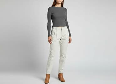 szare jeansy damskie stylizacje: Spodnie materiałowe damskie, rozmiar S — 5