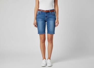 krótkie spodenki z wysokim stanem jeansowe: Szorty damskie, rozmiar M — 1