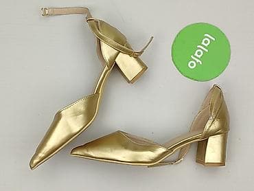 ccc zimowe: Złote czółenka damskie na niskim słupku - Rozmiar: 37 (oznaczenie na — 3