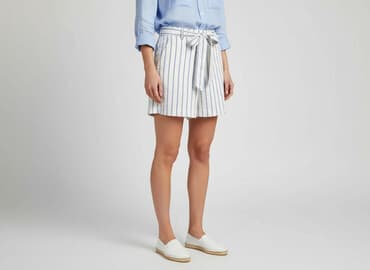 krótkie spodenki z wysokim stanem w paski: H&M, Szorty damskie, rozmiar S — 1