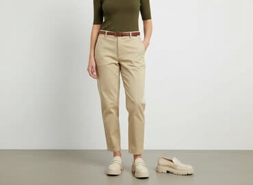 spodnie woskowane beż: Reserved, Spodnie materiałowe damskie, rozmiar L — 7