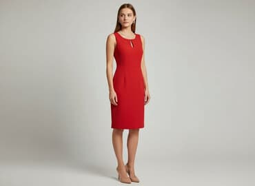 czerwona sukienki midi: Sukienka damska, rozmiar M — 1