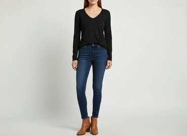 czarne bluzki dekolt v: Anna Field, T-shirt damski, rozmiar S — 6