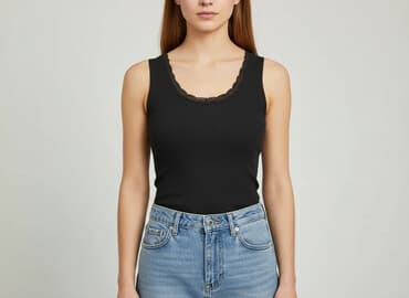 czarne prążkowane bluzki: Top damski, rozmiar M — 1