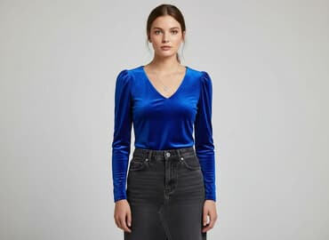 bluzki welurowa z krótkim rękawem: Bluzka damska, rozmiar S — 1