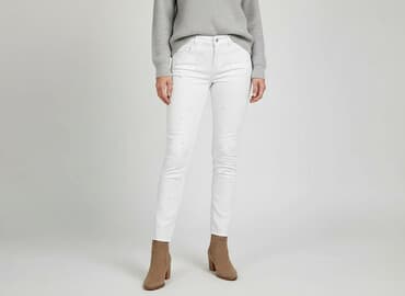 biale szerokie jeansy: Jeansy damskie, rozmiar S — 8