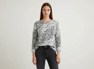 sweter piórkowy na drutach: Bluzka damska, rozmiar S — 5