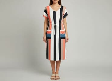 sukienka w kolorowe paski: Sukienka damska, rozmiar M — 1