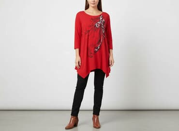 sweter piórkowy na drutach: Tunika damska, rozmiar S — 5