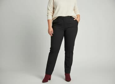 spodnie z wysokim stanem czarne eleganckie: Material trousers for women, size 4XL — 1