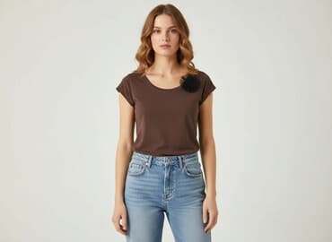 basic t shirty hugo boss: Trafaluc, T-shirt damski, rozmiar M — 7