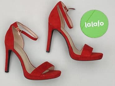 czerwone sandały na słupku ccc: Sandały damskie, 37 — 2