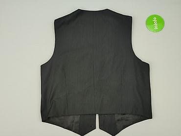 dresy m: Męska kamizelka garniturowa w prążek - Kolor: ciemny grafit/czarny z — 4