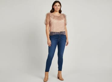 czarne bluzki w biale grochy: River Island, Bluzka damska, 3XL — 6