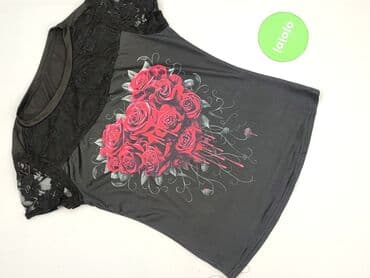 czarne bluzki w czerwone kwiaty: Bluzka damska, rozmiar S — 2