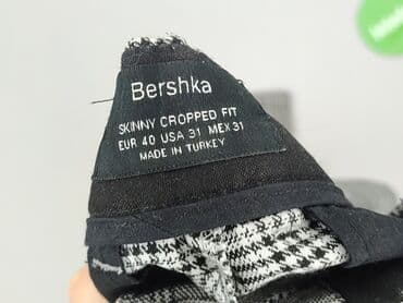 spodnie piżamowe w kratę damskie: Bershka, Spodnie materiałowe damskie, rozmiar L — 4